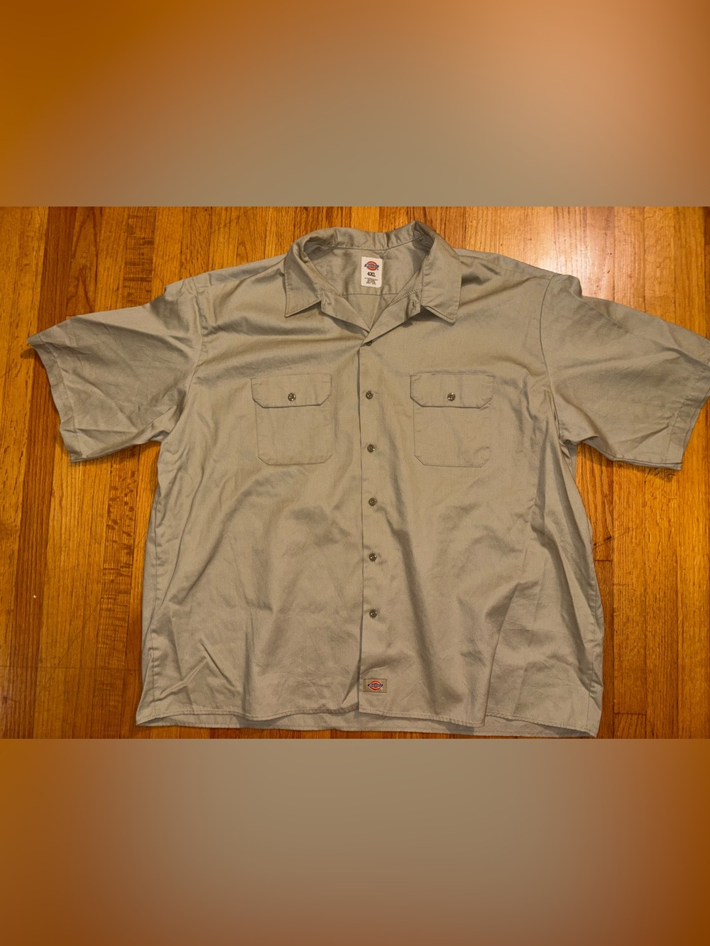 Dickies Men’s 4XL Khaki Short Sleeve Button-Front Work Shirt